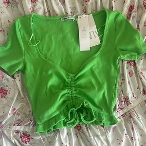 zara green top